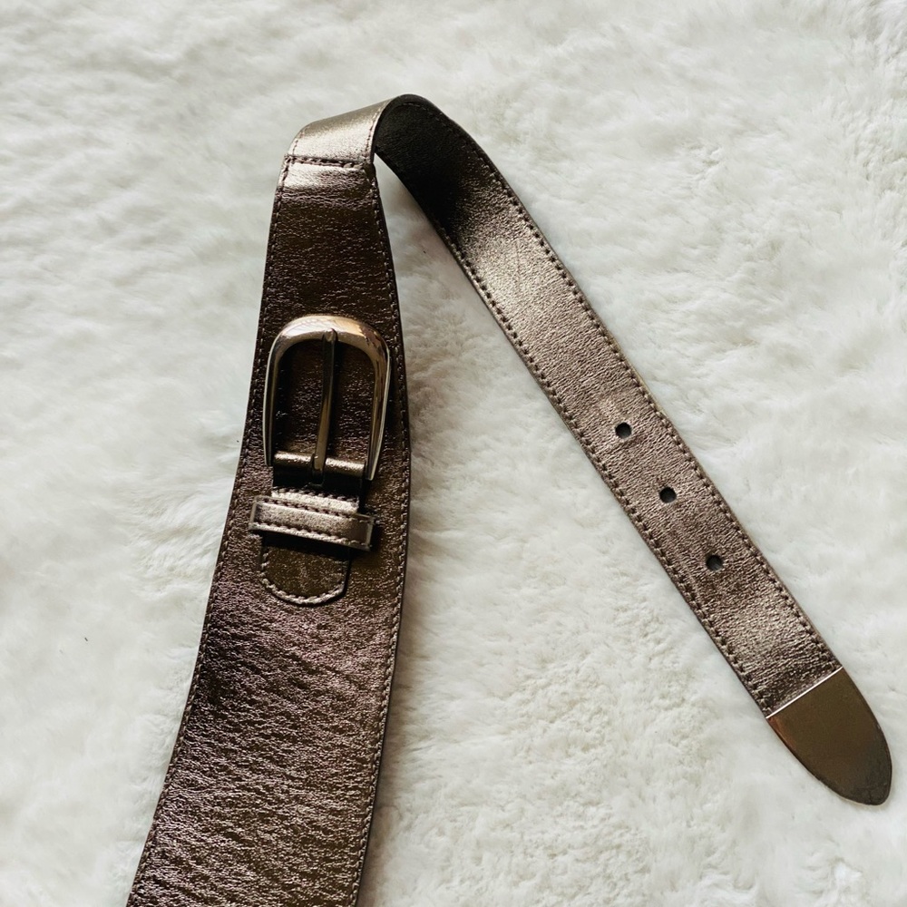 Oscar De La Renta Silver Leather Wide Belt - Picture 7 of 9
